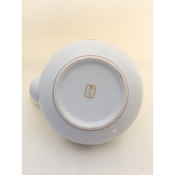 Vintage Japanese Teapot with Bamboo Handle Porcelain Floral Gold Rimmed - Picture 16 of 16